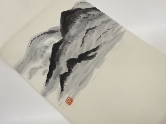 JAPANESE KIMONO / ARTIST-MADE SHIOZE HAND-PAINTED MOUNTAIN RANGE PATTE